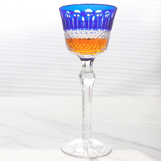 Hand-Cut Crystal Wine Glass Blue