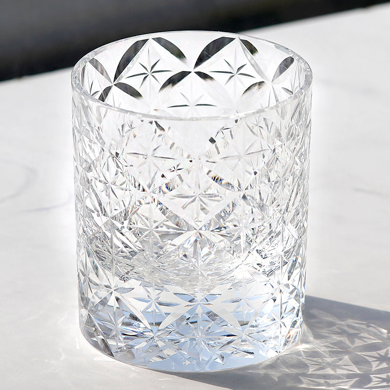 JP-090 Japanese Style K9 Clear Crystal Glass Whiskey Tumbler Edo Kiriko‘s Circle Mesh Pattern With Gift Box