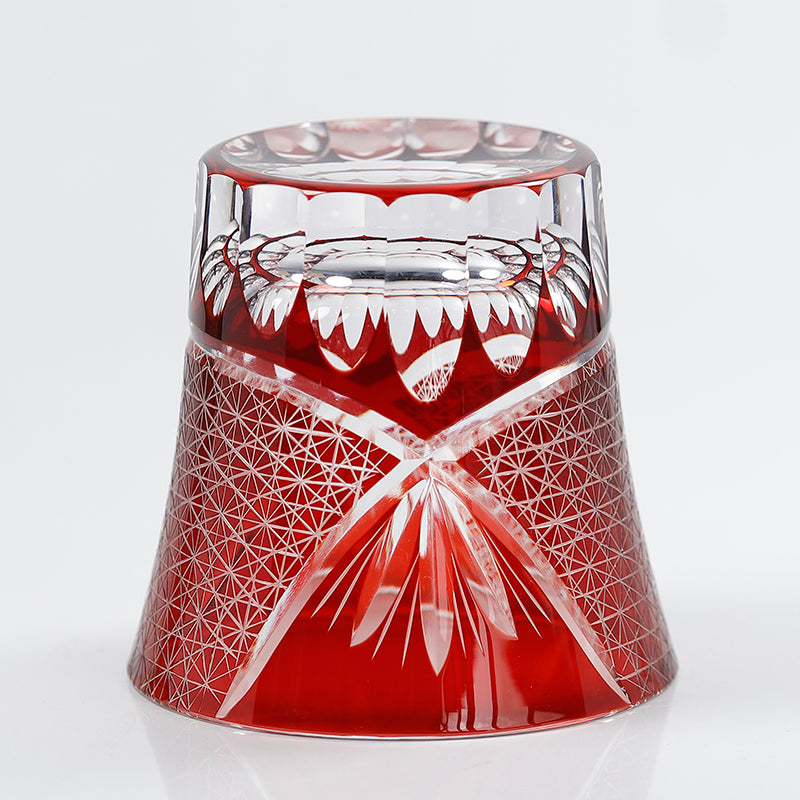 Japanese Style Edo Kiriko Whiskey Glass Red 8oz