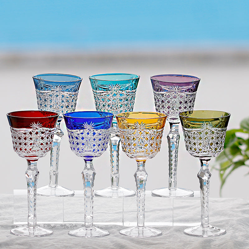 JP-100 Handmade Chartreuse Hock Wine Glasses Czech Hand Carved Glass Wine Goblet For Bar ,Hotel,Wedding,Party