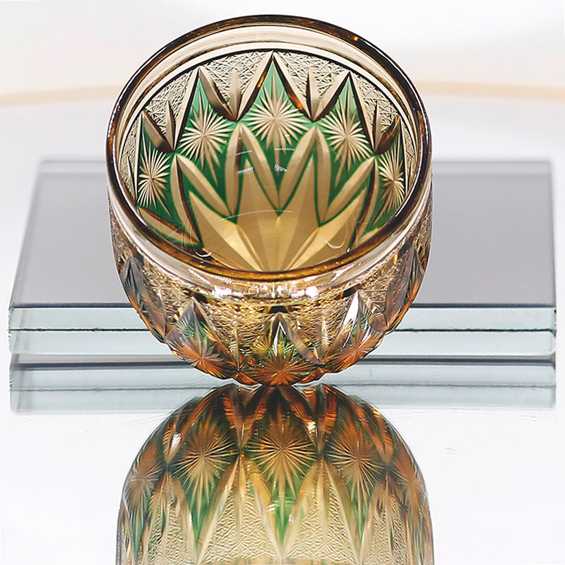 QJ-03 60ml Edo Kiriko‘s Sake Glass Cup Amber Green 2oz Korea Soju Glass Cup Shot Glass Guest Party Favors