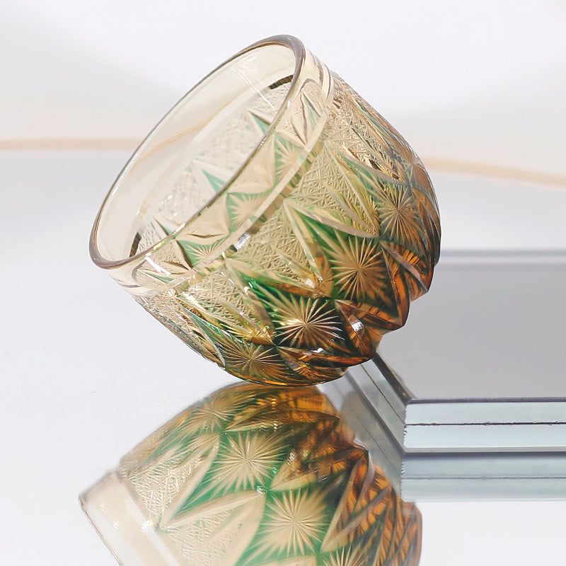 QJ-03 60ml Edo Kiriko‘s Sake Glass Cup Amber Green 2oz Korea Soju Glass Cup Shot Glass Guest Party Favors