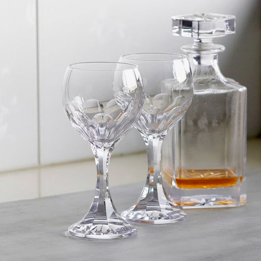 JP-092-1 Hand Cut To Clear Crystal Wine Glass Goblet For Water Beverages Glassware With Hand Carved 9 Petals Design