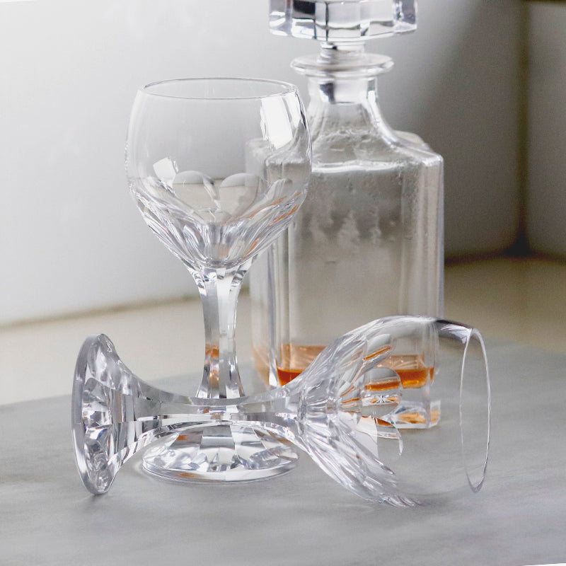 JP-096-4 Hand Cut To Clear Crystal Wine Glass Goblet For Water Beverages Glassware With Hand Carved 9 Petals Design