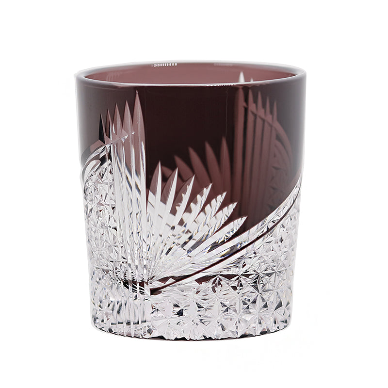 Hand-Cut Edo Kiriko Fan Pattern Whiskey Tumbler Purple