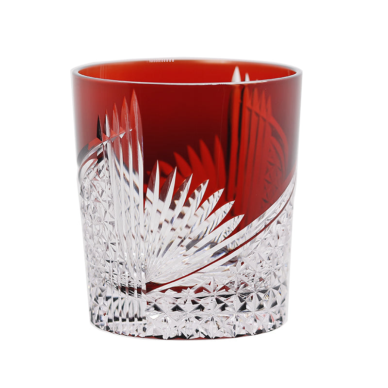 JP-123 250 ml Ruby Red Edo Kiriko Glass Rocks Cocktail Whiskey Tumbler With Gift Box