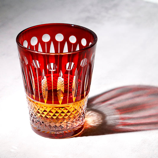 Bohemian Style Hand-cut Crystal Glass Tumbler Red 10oz