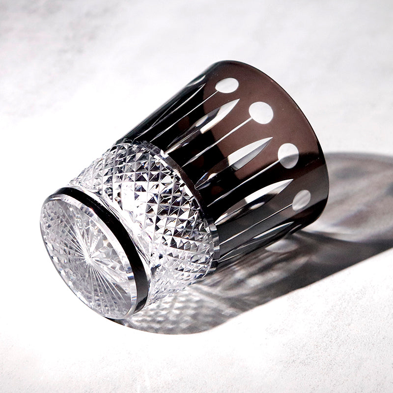 Bohemian Style Hand-cut Crystal Glass Tumbler Black 10oz
