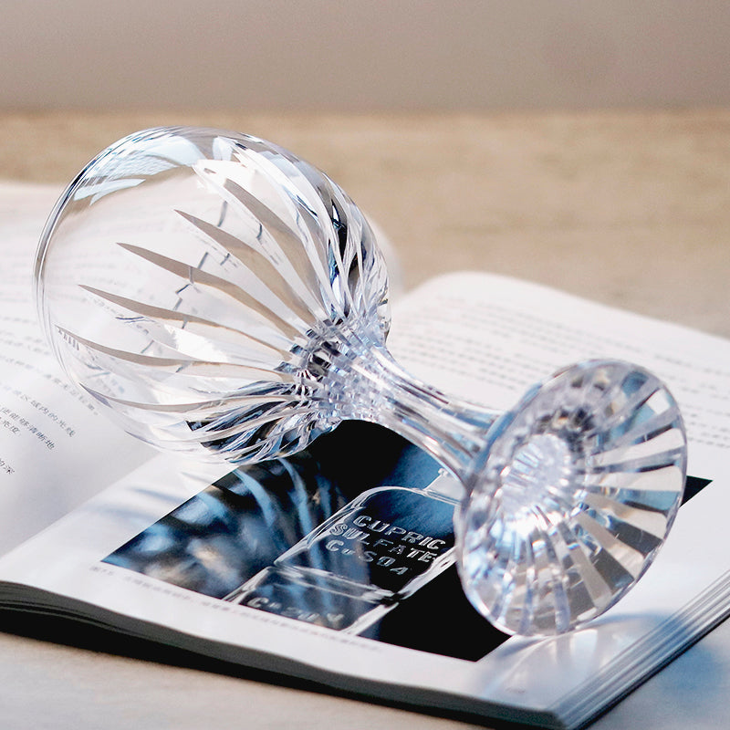 JP-096-2 330ml Hand Cut Deep Orgue Bevel Design Stem Glass Goblet Lead Free Crystal Glass Wine Glass Water Beverages