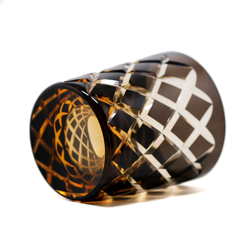 Hand Cut Colored Overlay Lead-Free Crystal Whiskey Tumbler