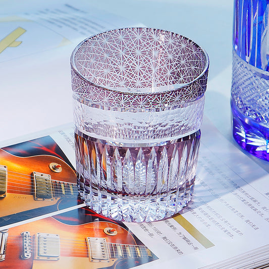 JP-104 240ml 8.5oz Purple Japanese edo kiriko hand engrave whiskey glass tumbler with gift box free shipping