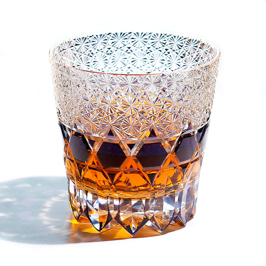 JP-107 32 cl Handmade Japanese Style Edo Kiriko Handcrafted Purple Fluorite Whisky Glass With Gift Box