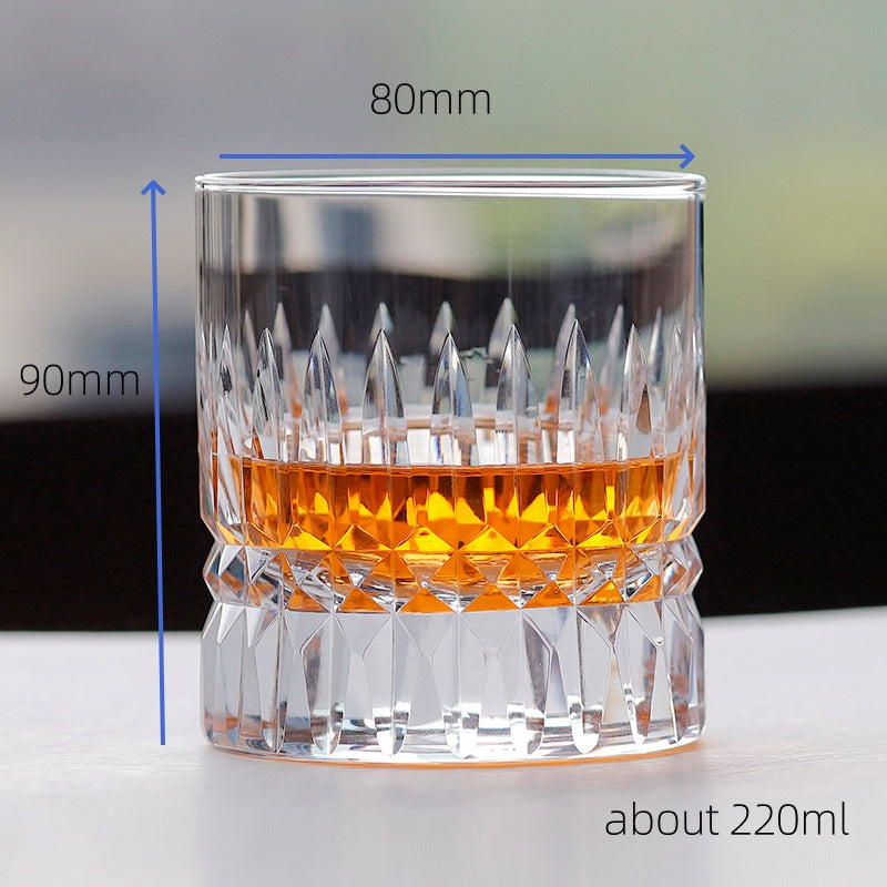 JP-071 Handcrafts Heavy Edo Kiriko Clear Crystal Whisky Glass Tumbler With Hand Cutting Royale Design