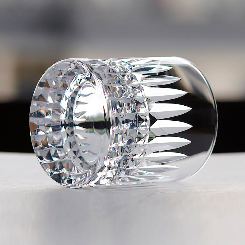 JP-071 Handcrafts Heavy Edo Kiriko Clear Crystal Whisky Glass Tumbler With Hand Cutting Royale Design