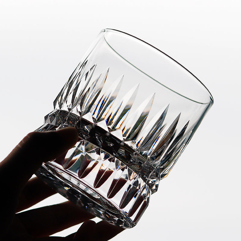 JP-071 Handcrafts Heavy Edo Kiriko Clear Crystal Whisky Glass Tumbler With Hand Cutting Royale Design