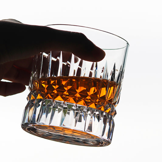 JP-071 Handcrafts Heavy Edo Kiriko Clear Crystal Whisky Glass Tumbler With Hand Cutting Royale Design