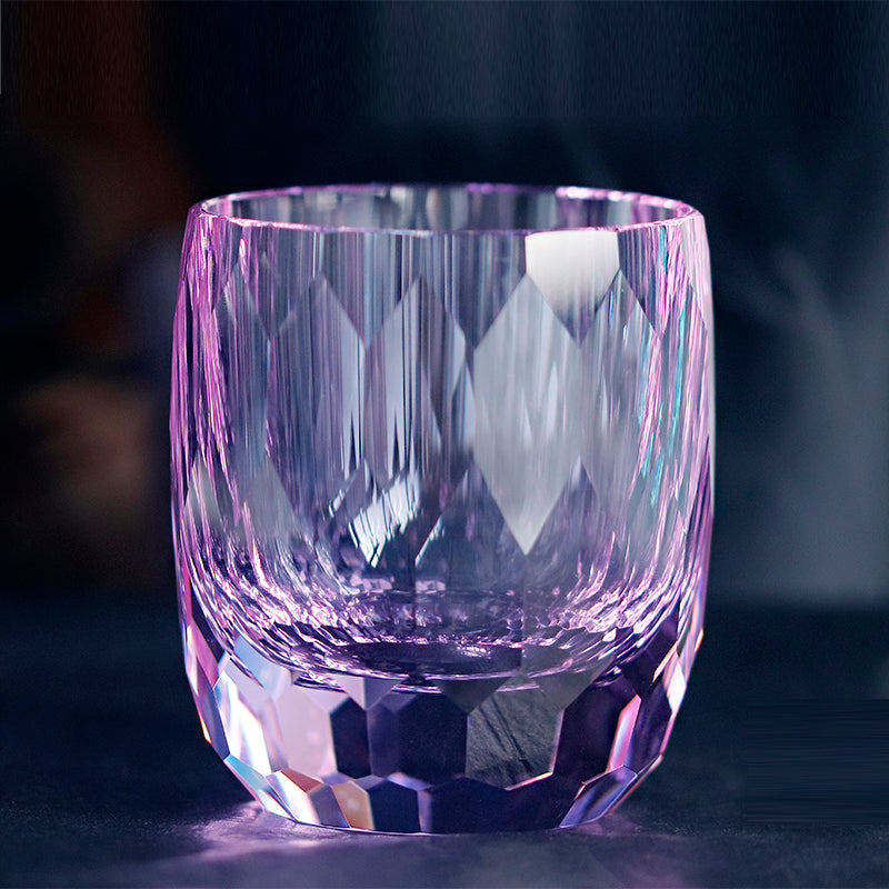 With packaging of Diamond-Cut K9 Crystal Whiskey Tumbler Purple - JINZHI GLASS crystal glassware