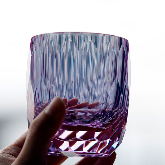 JP-089 200ml Hand Cut And Purple K9 Crystal Glass Tumbler For Cocktail Juice Sazerac Whiskey Glass Tumbler