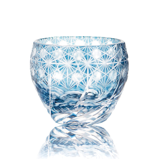 JP-040 60 ML Japanese Style Multi-Colored Min Shot Glass Sake Cup Edo Kiriko's Roaring Waves Design