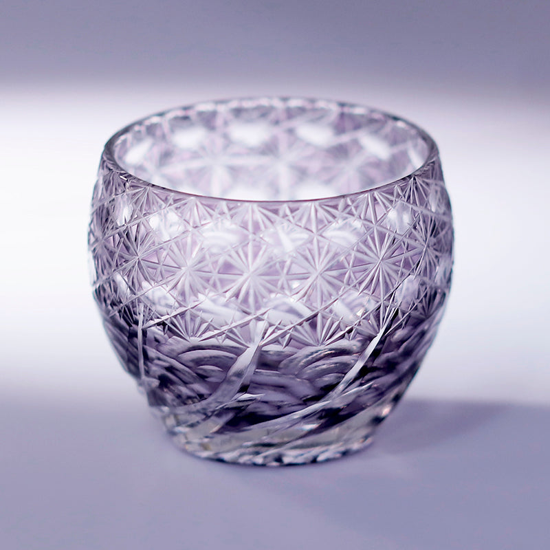 JP-040 60 ML Japanese Style Multi-Colored Min Shot Glass Sake Cup Edo Kiriko's Roaring Waves Design
