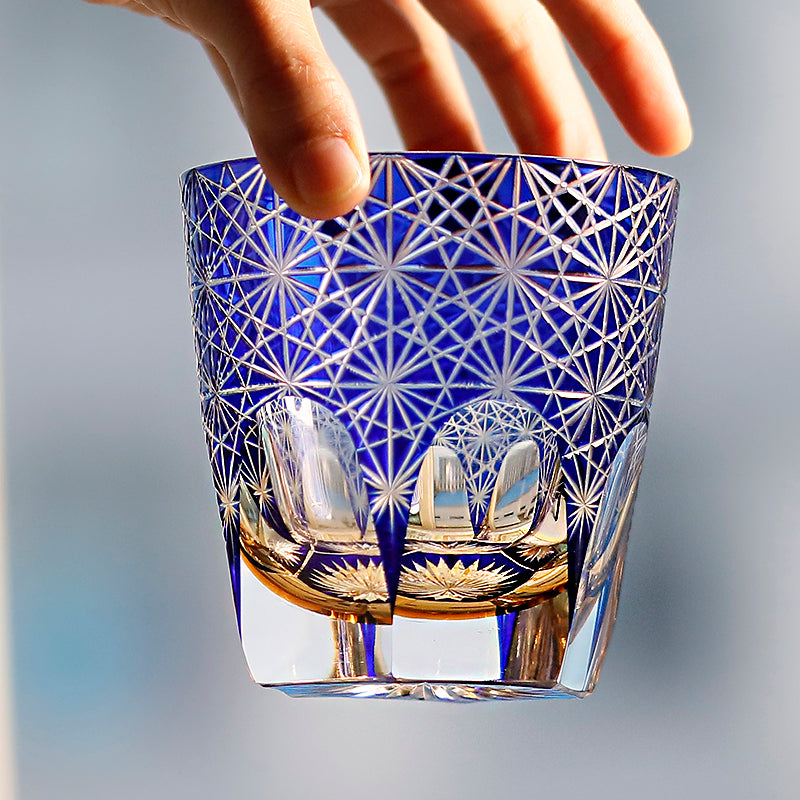 Luxury Lead-Free Crystal Whiskey Glass Set – Blue & Green 320ml