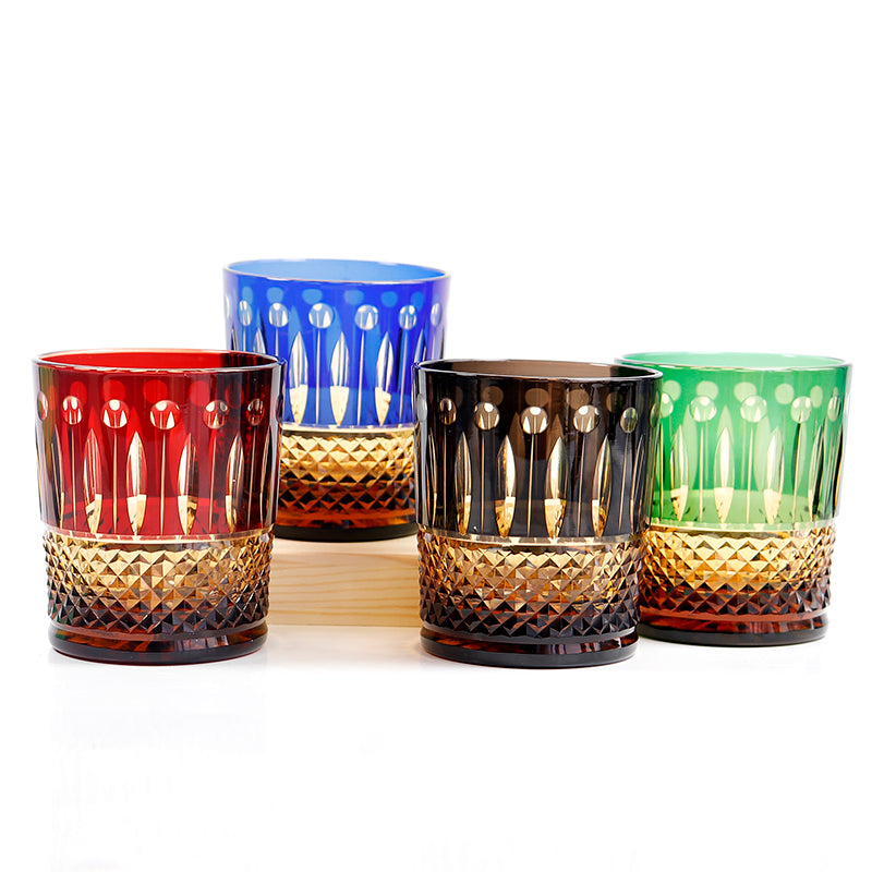 Hand Cut To Clear Multi-Color Crystal Glass Barware Timeless Collection Old Fashioned Glass Cocktail Glass Champagne Glass Water Goblet