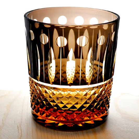 Bohemian Style Diamond Cut Whiskey Glass Black 9oz