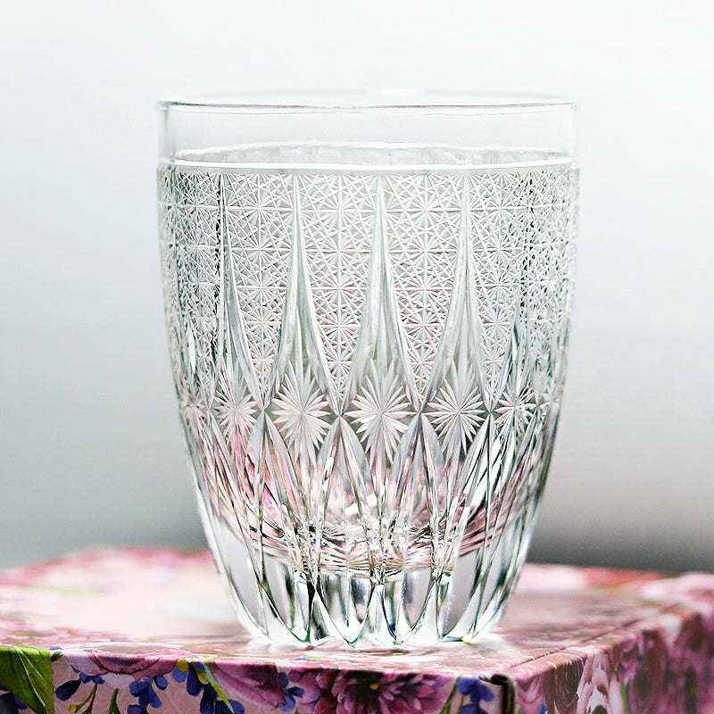 JP-138 New 300ml Luxury Edo Kiriko Grey Glass Highball Cocktai Whiskey Tumblers Hand Engaved Iced Drinking Glass Cup With Gift Box