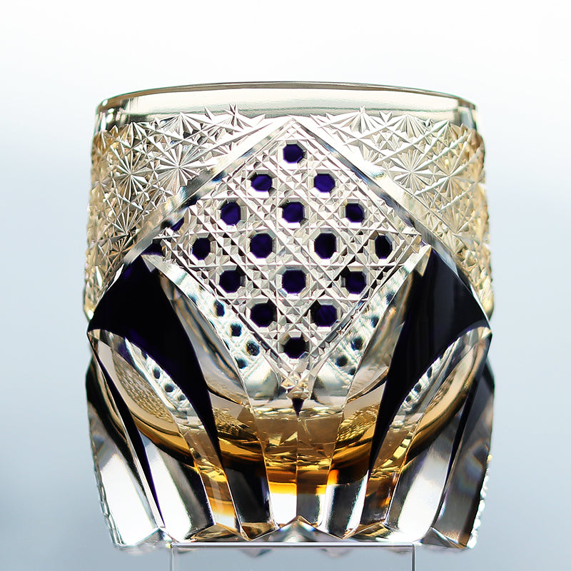 JP-015 Japanese Style Edo Kiriko Handcrafted Dark Black Purple Knight Whisky Glass With Gift Box