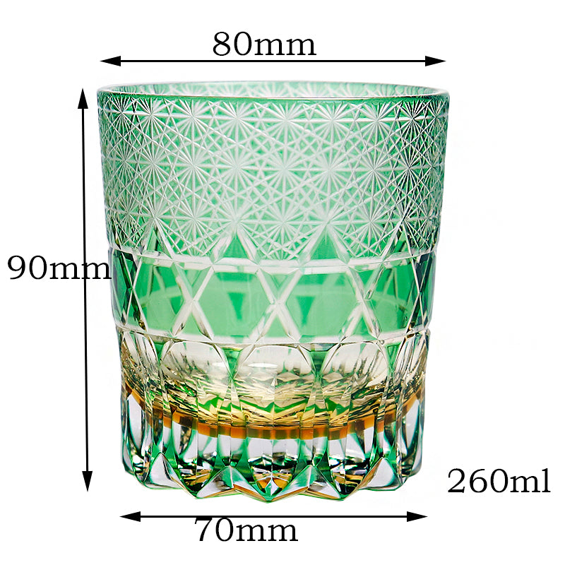Diamond Cut Green Whiskey Glass 9oz