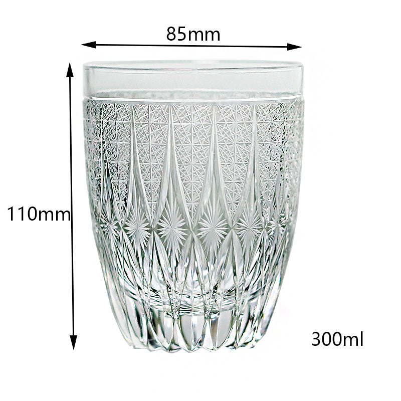 JP-138 New 300ml Luxury Edo Kiriko Grey Glass Highball Cocktai Whiskey Tumblers Hand Engaved Iced Drinking Glass Cup With Gift Box