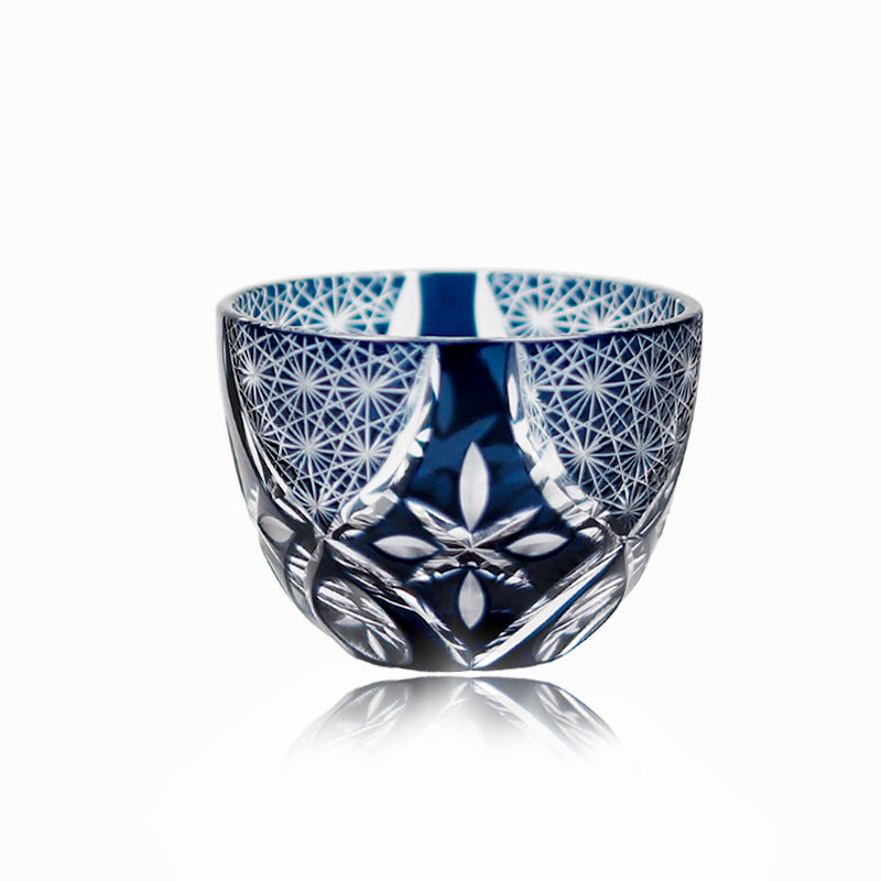 Flower Edo Kiriko Sake Glass Lead-Free Cut-to-Clear