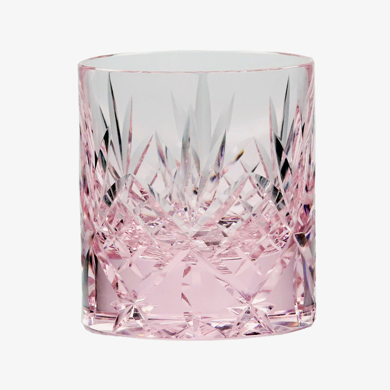 JP-128 Handmade Pink Whiskey Tumbler K9 Crystal Glass Sazerac Whiskey Glasses Edo Kiriko's K9 Crystal Glass Cocktail Tumblers