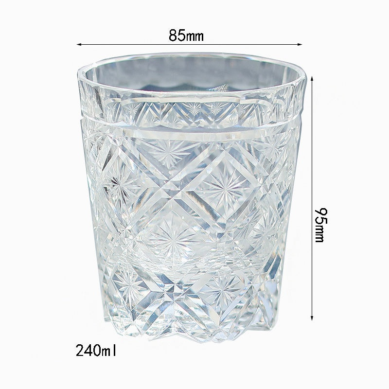 JP-126 240 ml Handmade Edo Kiriko K9 Crystal Cocktail Whiskey Glasses With Hand Engraved Star Blossom Design In Gift Box
