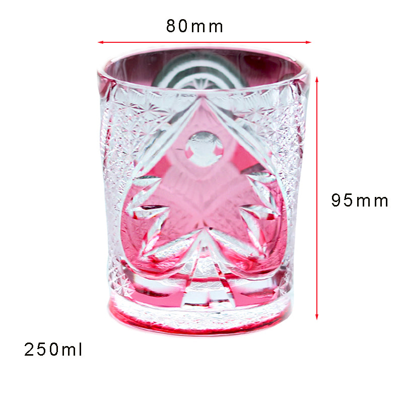 JP-154 250ml Gold Pink Japanese Style Edo Kiriko Whiskey Glasses Hand Cutting Owl and Christmas tree Design
