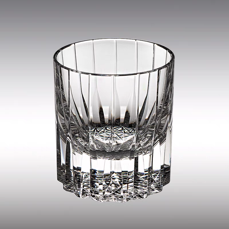 JP-091 200 ml Heavy and Thick Bottom Transparent K9 Crystal Glass Tumblers---Hand engraved asterism Patterns