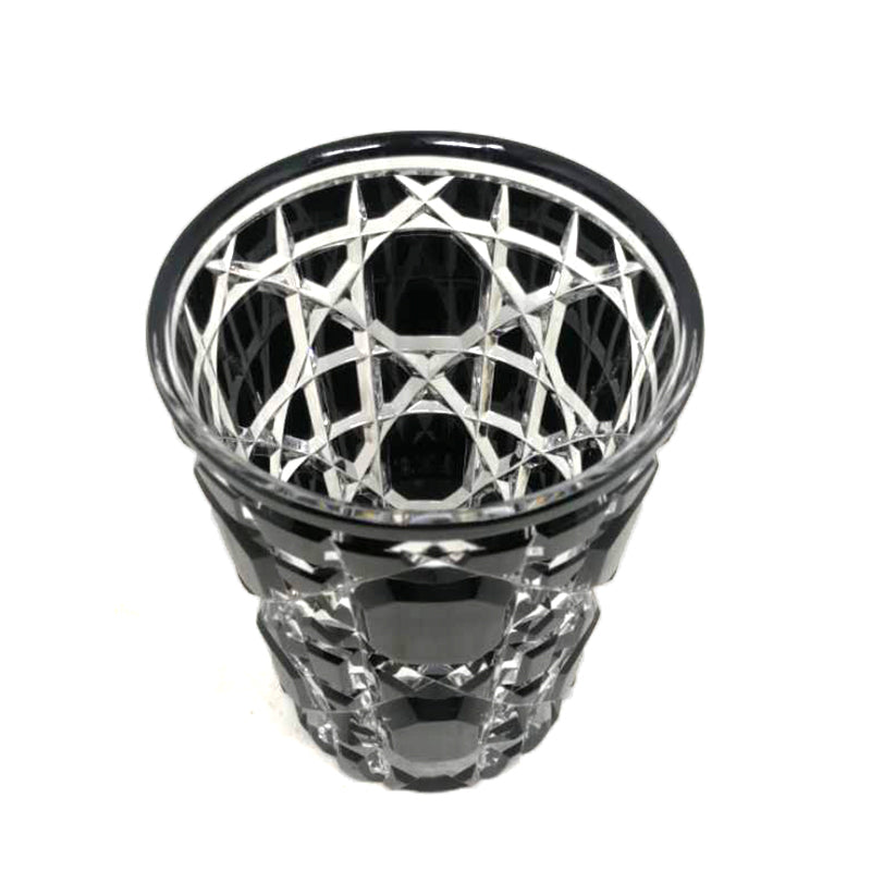 JP-045 Black overlaid Crystal Glass Highball Glass Tumblers With Engraved Diamond Pattern