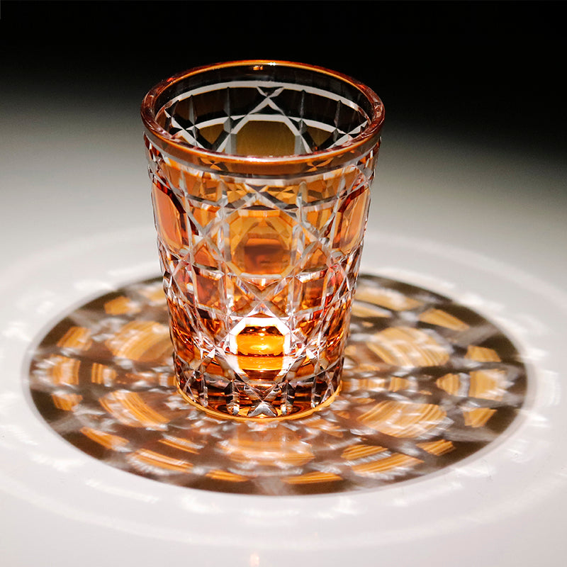 Diamond Cut Crystal Drinking Glass 10oz Orange