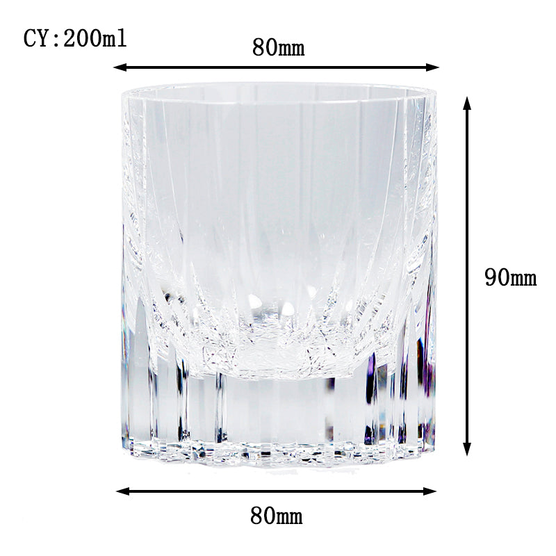 K9 Crystal Whiskey Glass Hand Cut Starlight Pattern 7oz Clear