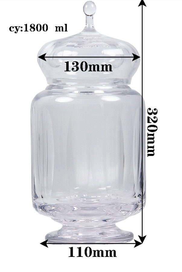 Size Large 1800 ml Hand Cut and Mouth Blown Lead Free Crystal Glass Tea Display Jar ,Candy Display Jar, Crystal Glass Storage Jar