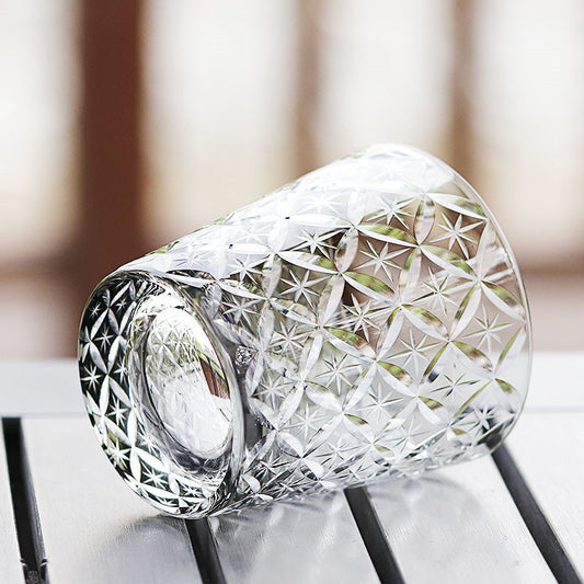 Grey Whiskey Glass Tumbler Hand Cut Stars 12oz