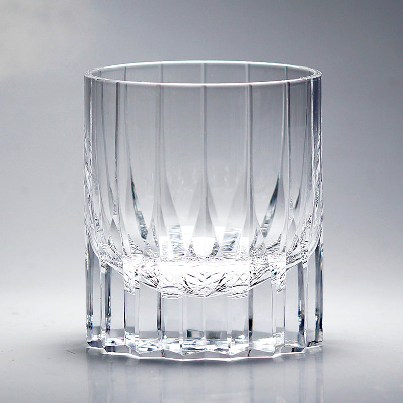 JP-069 24 cl Heavy and Thick Bottom Lead Free Crystal Glass Tumblers---Hand engraved asterism Patterns