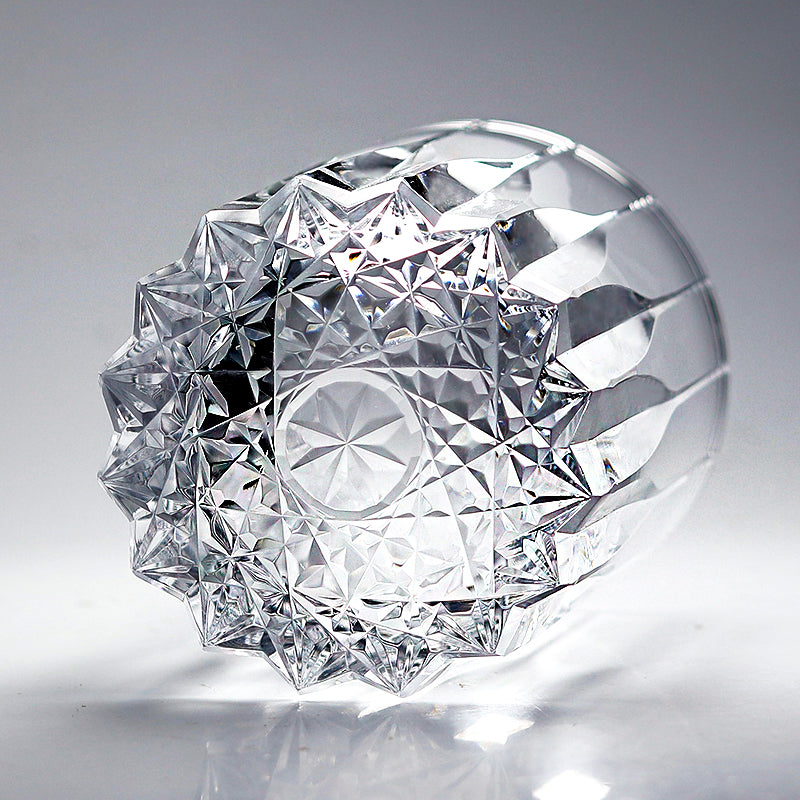 JP-069 24 cl Heavy and Thick Bottom Lead Free Crystal Glass Tumblers---Hand engraved asterism Patterns