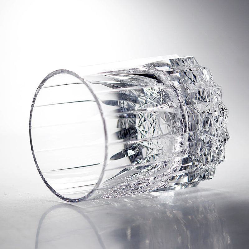 JP-069 24 cl Heavy and Thick Bottom Lead Free Crystal Glass Tumblers---Hand engraved asterism Patterns