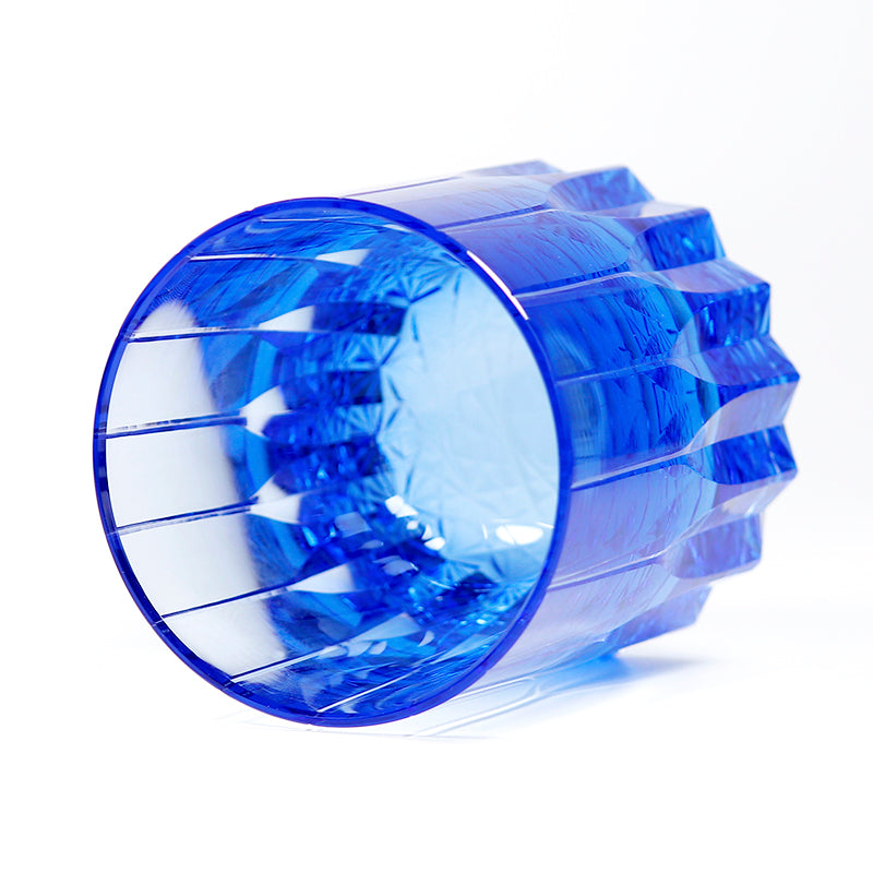 JP-091 200 ml Heavy and Thick Bottom Blue K9 Crystal Glass Tumblers---Hand engraved asterism Patterns