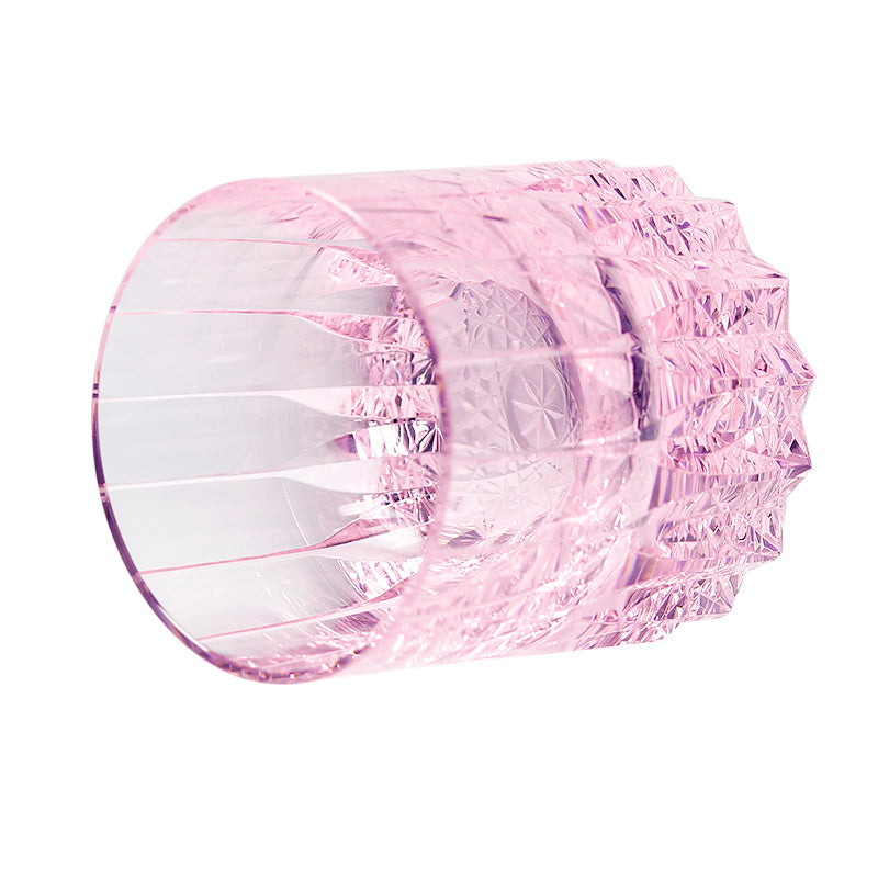 JP-091 200 ml Deep orgue bevel cuts Whiskey Tumbler Heavy and Thick Bottom Rock Glass Tumbler Pink K9 Crystal Glass Tumblers---Hand engraved asterism Patterns