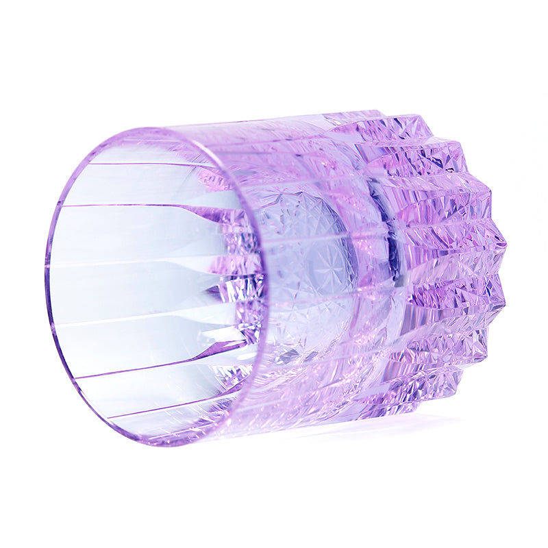 K9 Crystal Whiskey Glass Hand Cut Starlight Pattern 7oz Purple