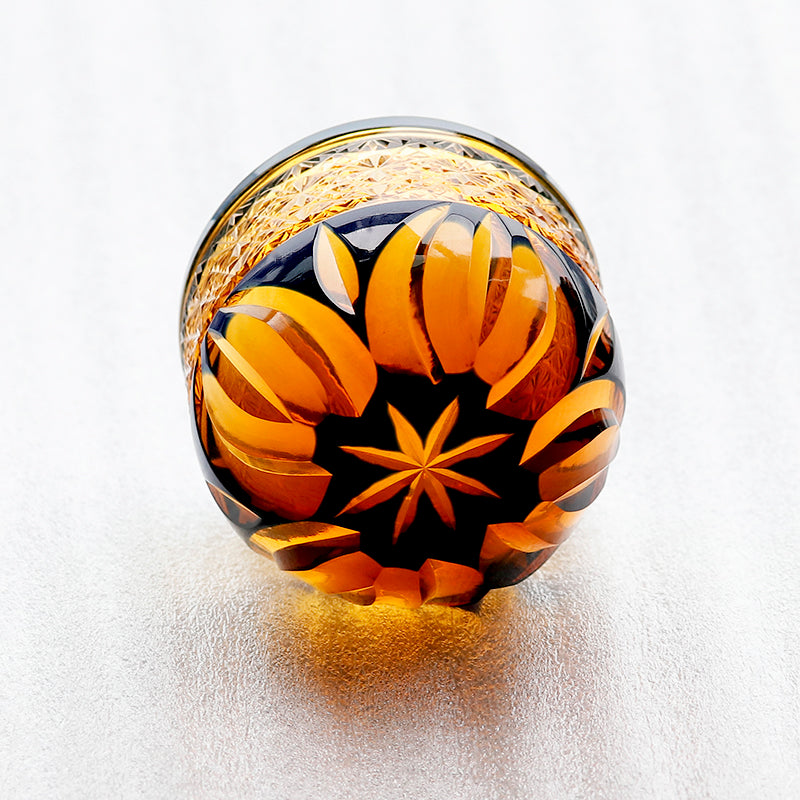 Starburst Edo Kiriko Blue & Amber 60ml Shot Glass