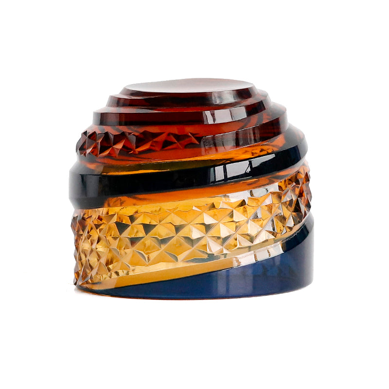 QJ-09 60 ML Japanese Style Blue Amber Colored Cold Sake Glass Chilled Sake Glass Edo Kiriko Shot Glass