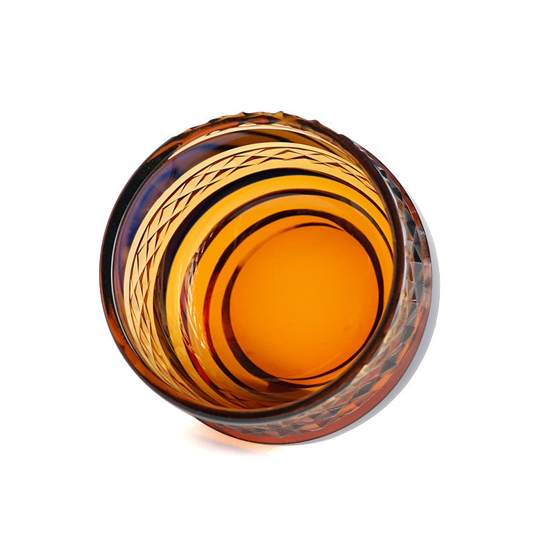 QJ-09 60 ML Japanese Style Blue Amber Colored Cold Sake Glass Chilled Sake Glass Edo Kiriko Shot Glass